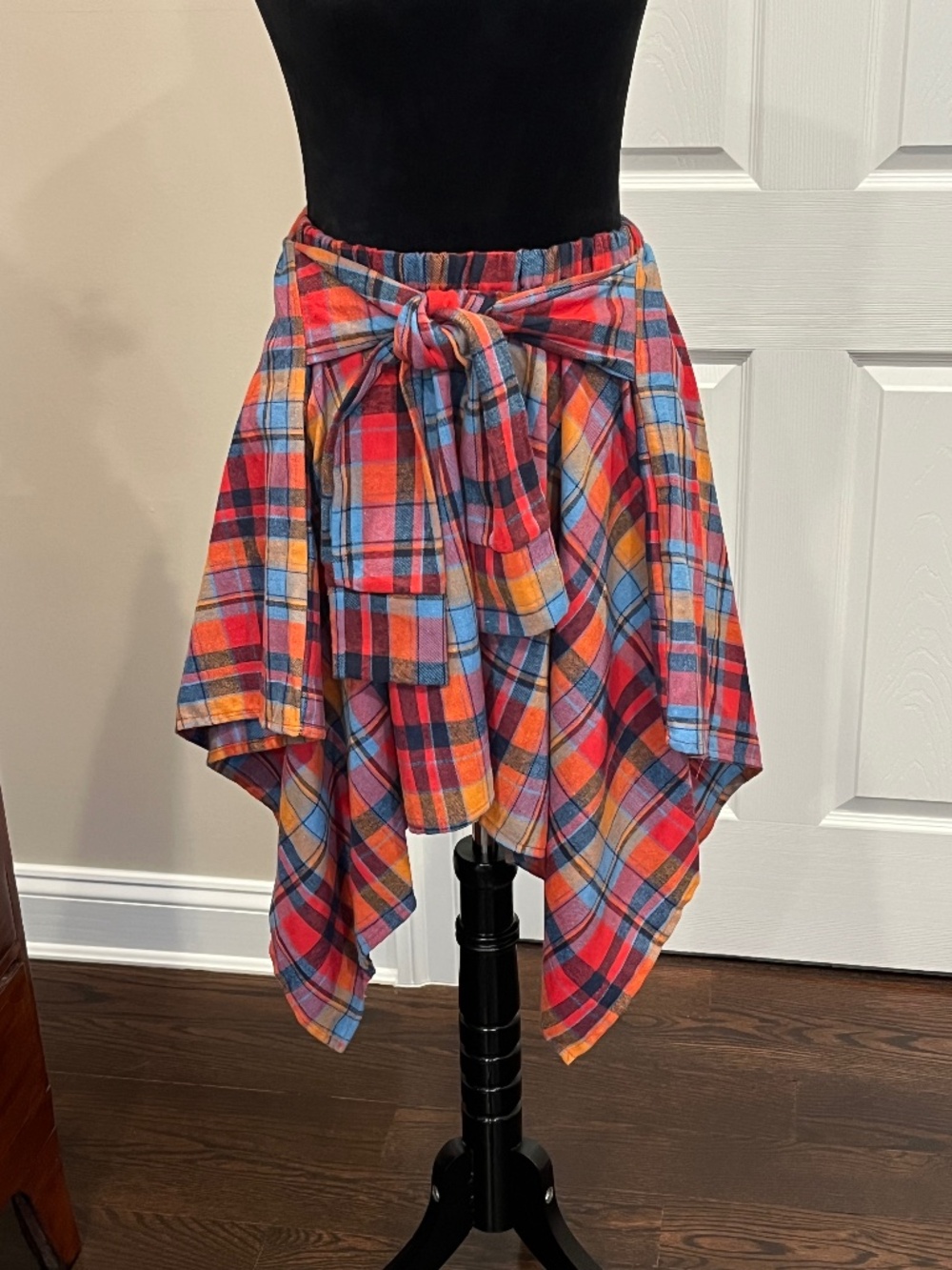 Swank A Posh Flannel Handkerchief Hem Grunge Style Skirt L/XL